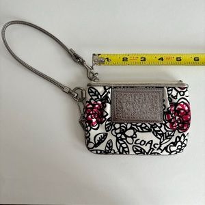 Y2K Coach Floral Poppy Wristlet black, pink, white, silver